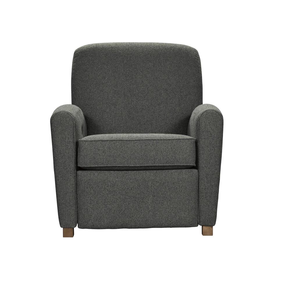 Modern gray upholstered armchair on white background studio shot photo