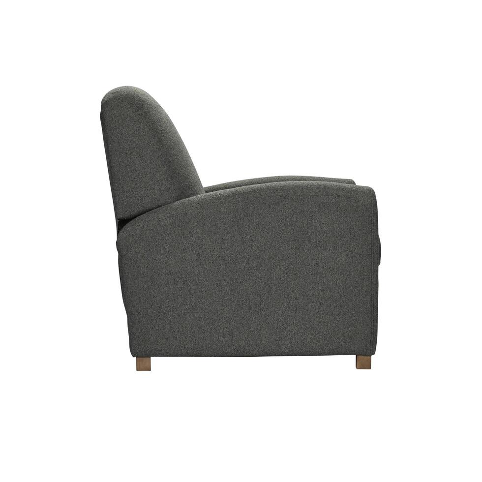 Isolated gray fabric recliner chair side view comfortable home furniture photo