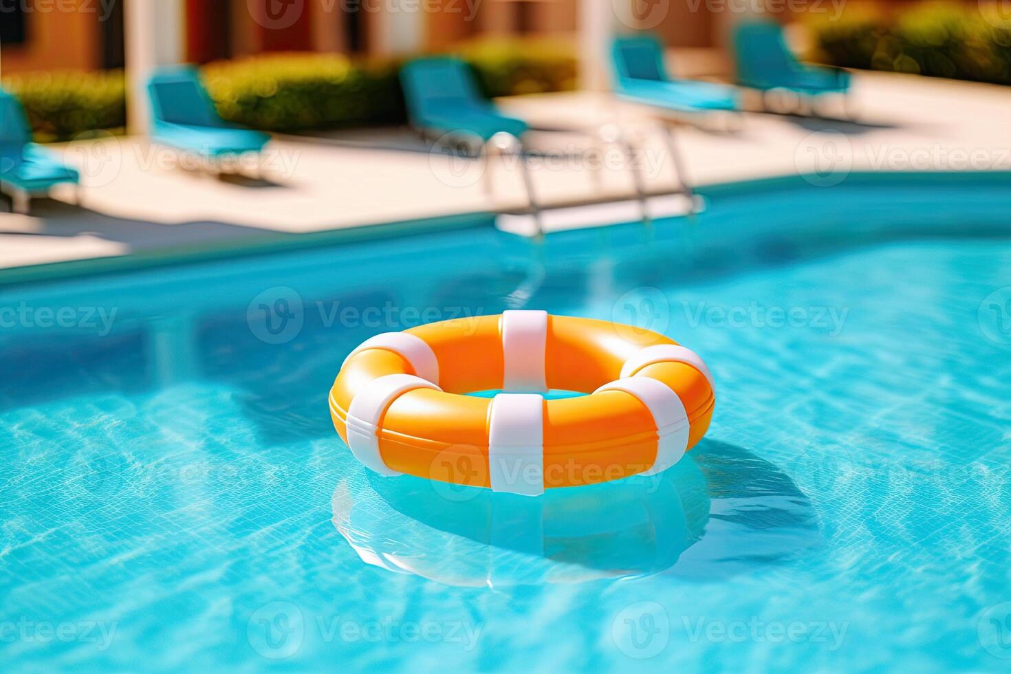 Swimming pool and inflatable ring photo