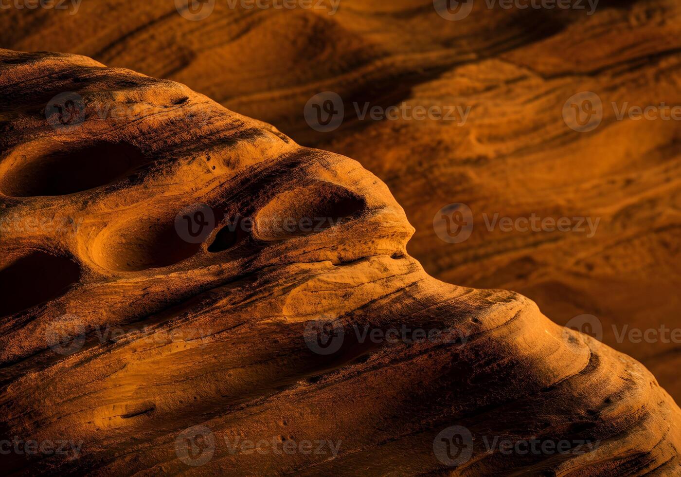 A close up of the rock formations in the desert photo