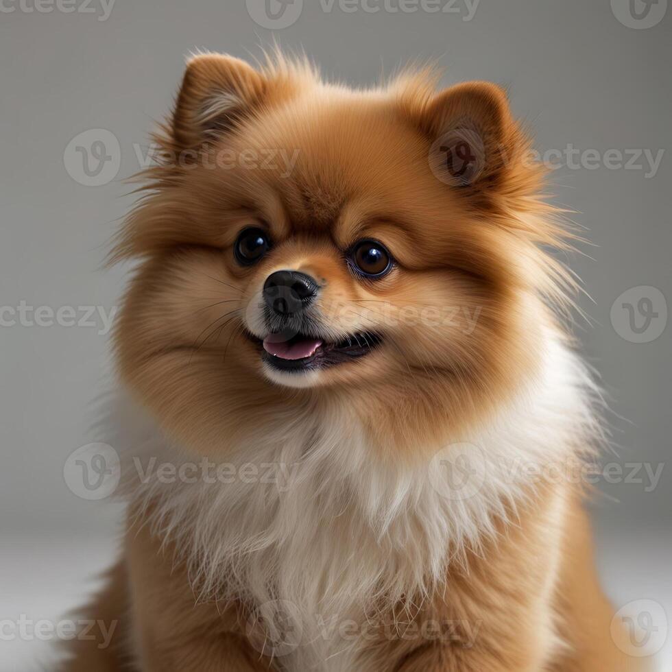 Studio portrait of a pomeranian dog photo