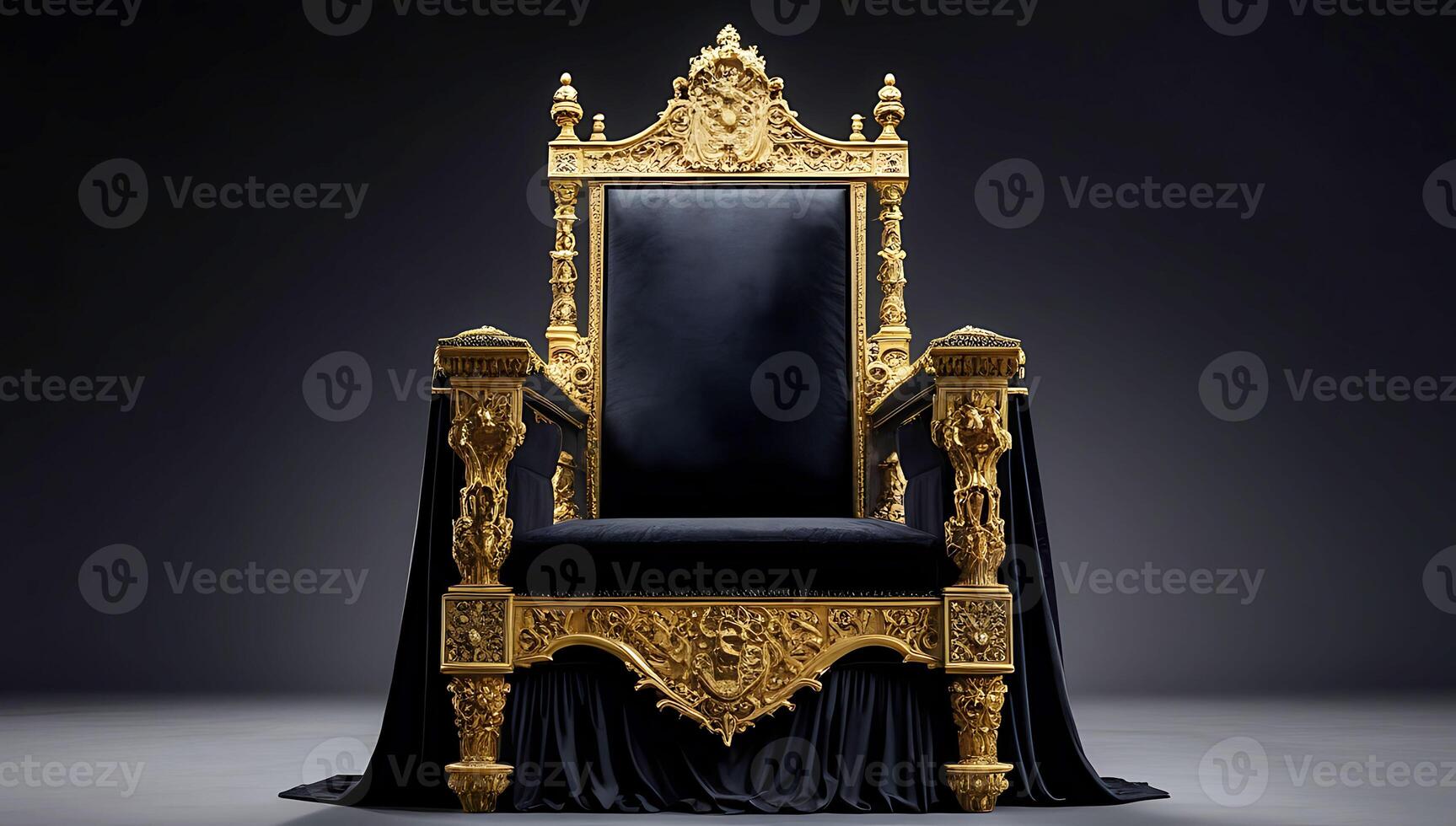 the golden throne is shown in a dark room photo