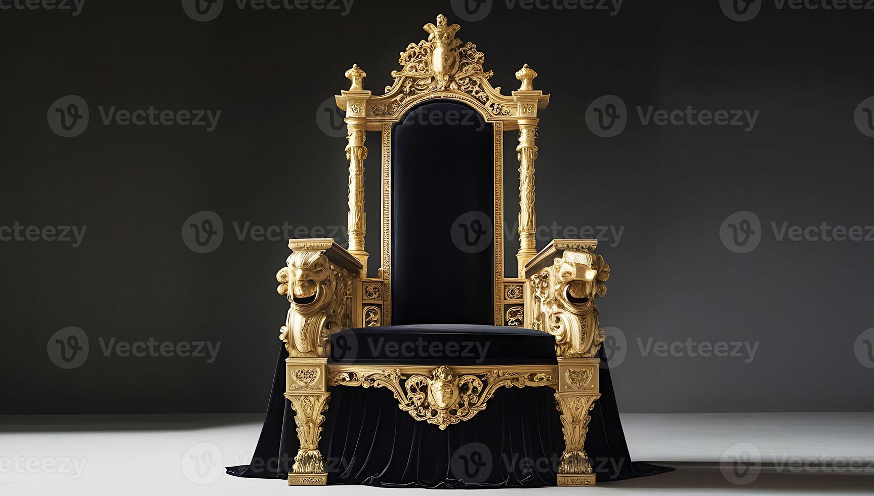 Majestic Golden Throne on Black Background photo