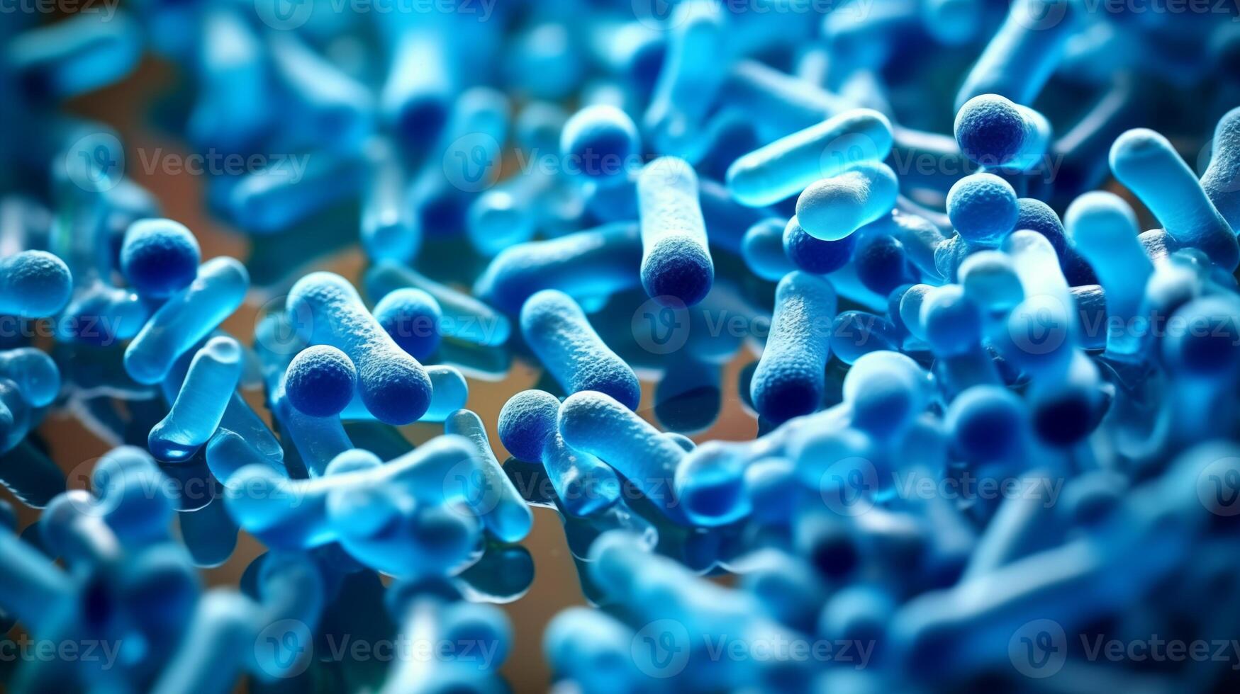 Bacteria and virus cells, Health science, Virus in the microscope. Health care and medicine concept photo