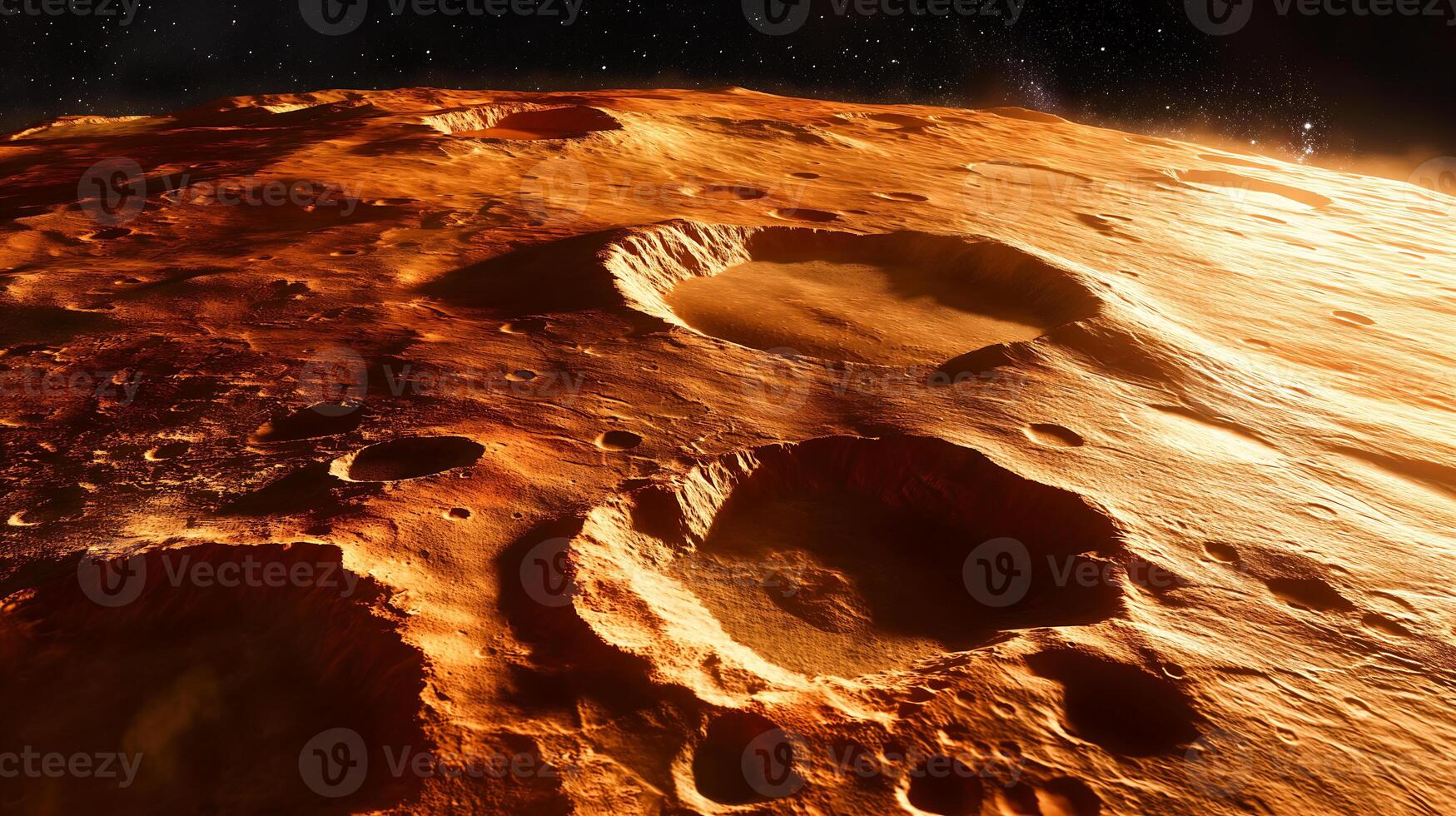 Mars landscape. Mars planet terrain. Landscape on planet Mars, scenic desert scene on the red planet. Red Mars like landscape. Mars exploration photo