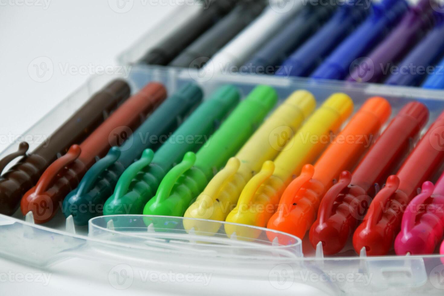 Neatly Arranged Colorful Crayons for Kids Art Projects photo