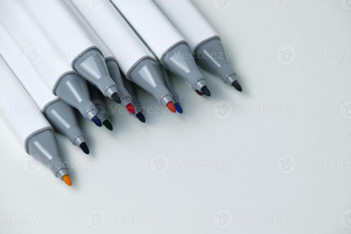 Collection of open markers top view photo
