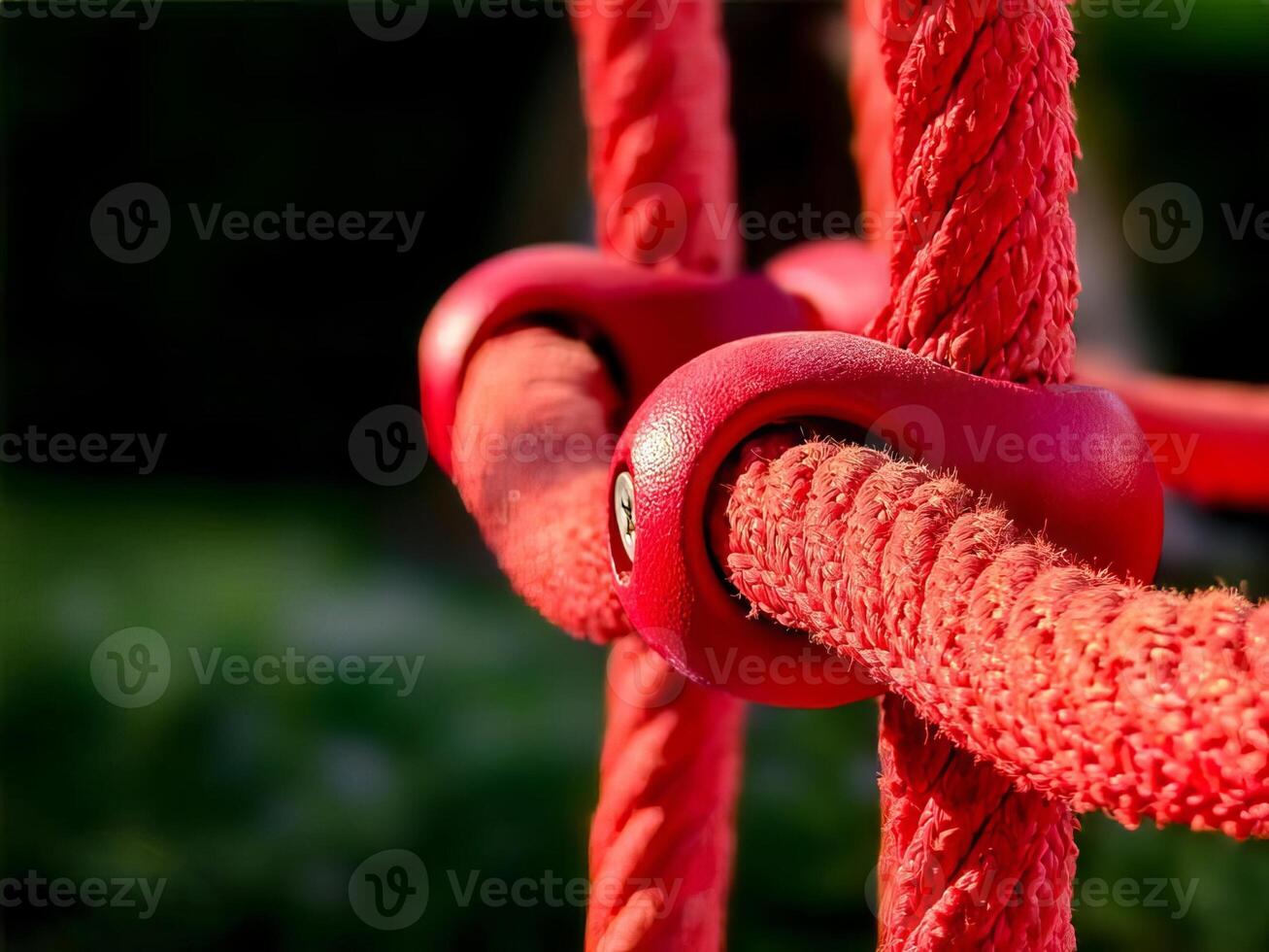 Close-up of Red Rope with Plastic Connectors photo