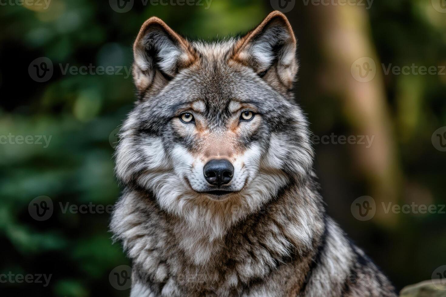a wolf is looking at the camera photo