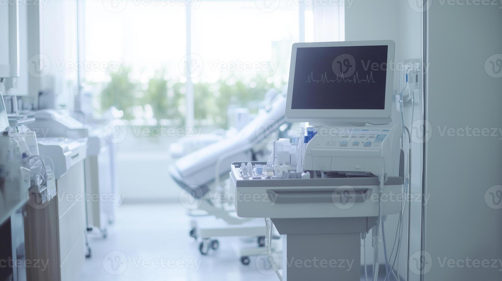 Ecmo machine displaying vital signs in modern hospital room photo