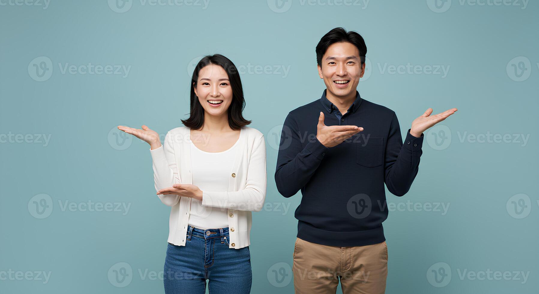 Happy Couple Presenting, Ready for a New Opportunity photo