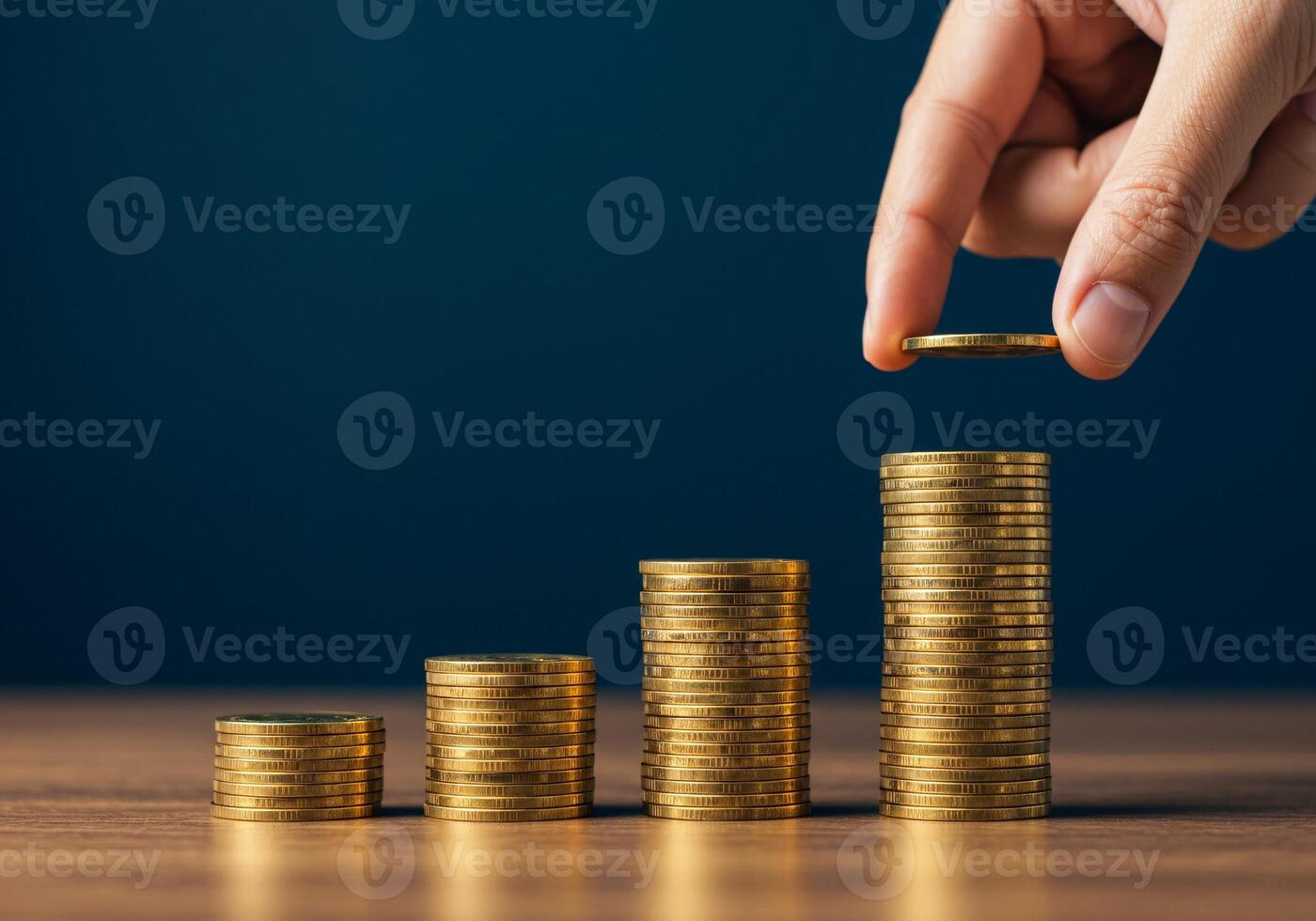 Coin Stacking Concept for Wealth Saving photo
