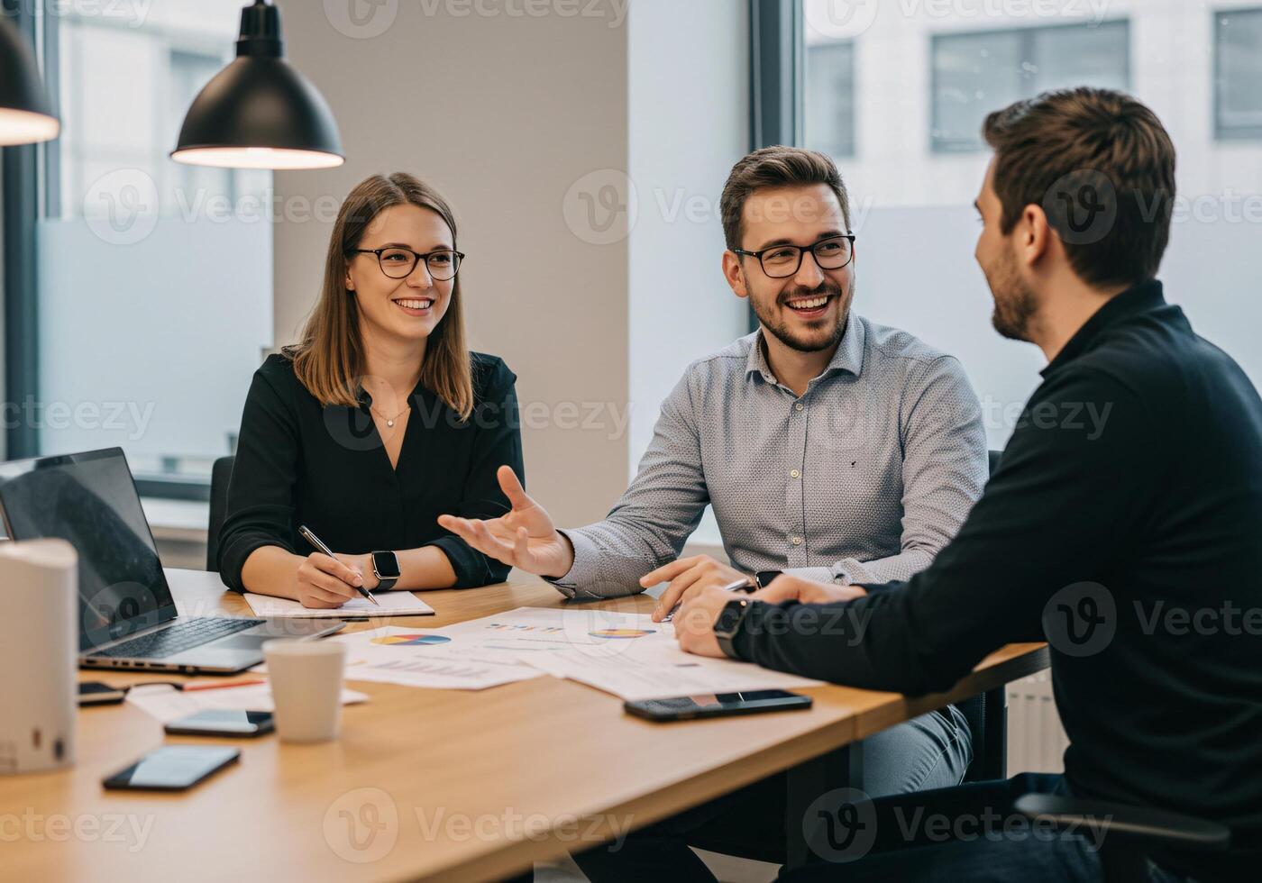 Business team in a meeting discussing a project photo