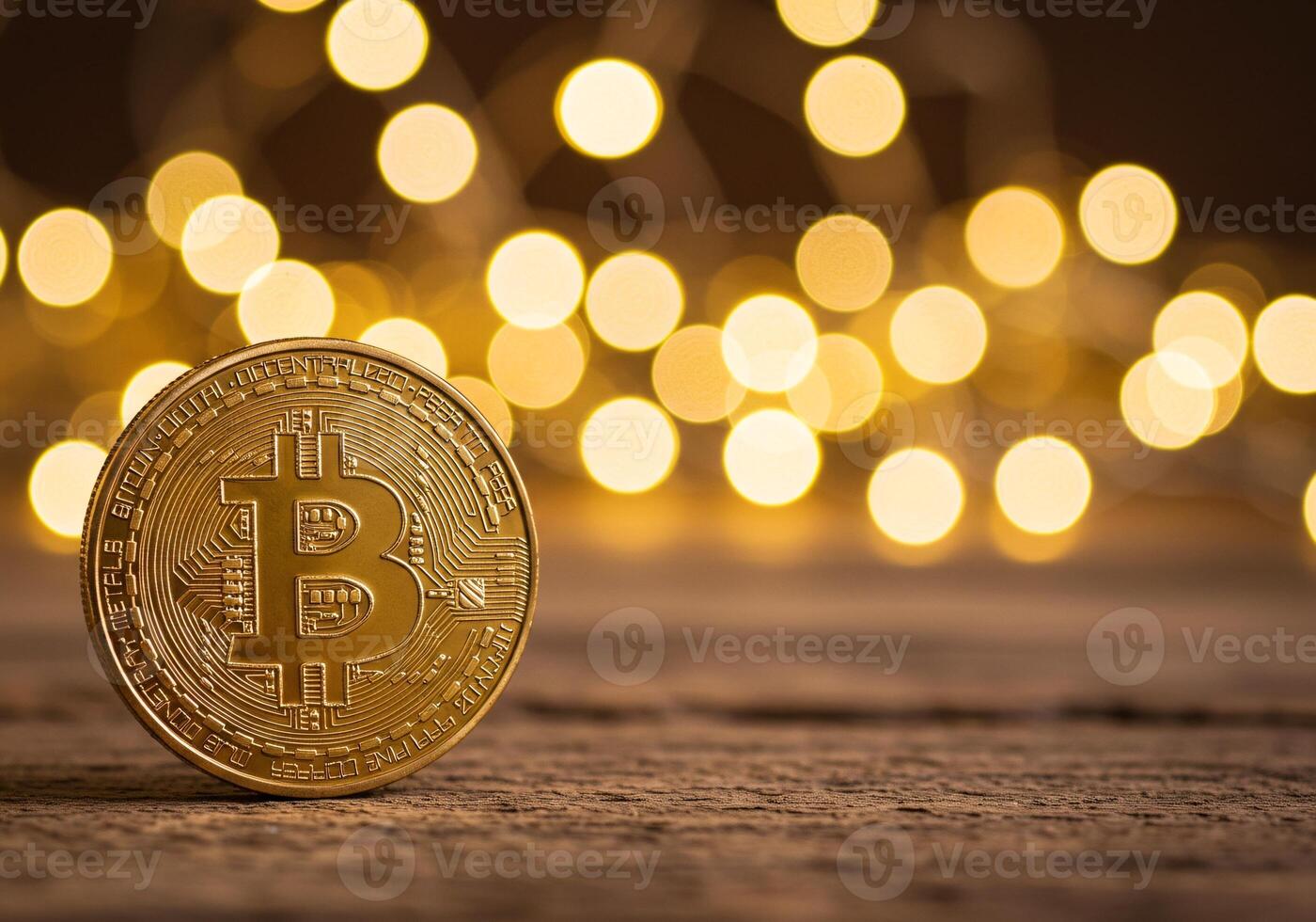 Bitcoin Coins and Currency Display photo