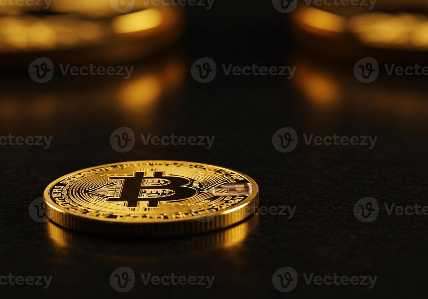 Bitcoin Cryptocurrency Coin with Warm Bokeh Lights photo