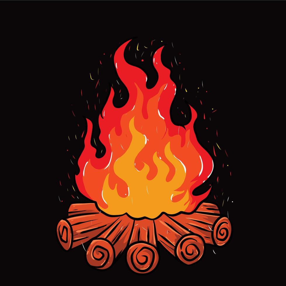 Camping campfire illustration art vector