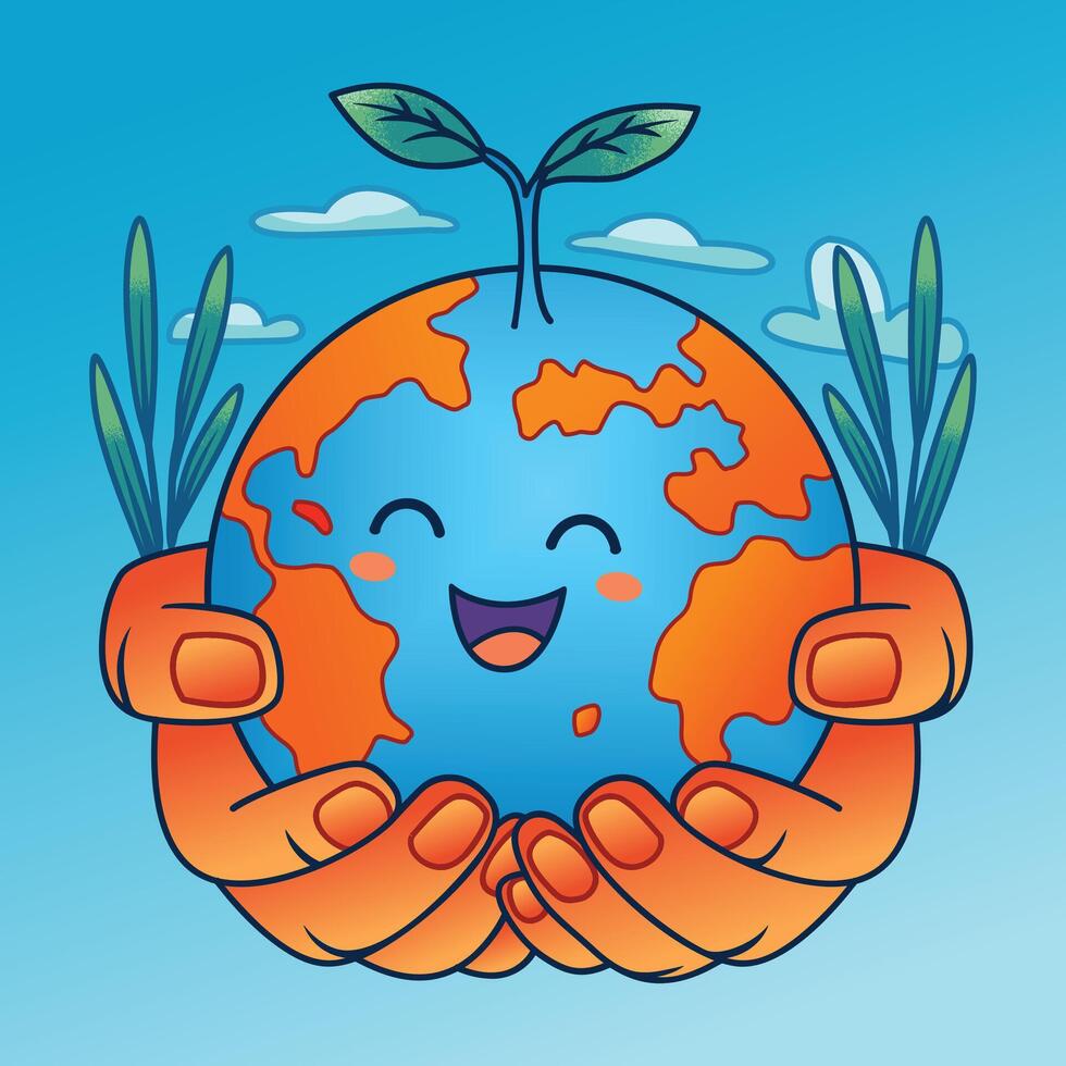 Earth character design earth day illustration vector