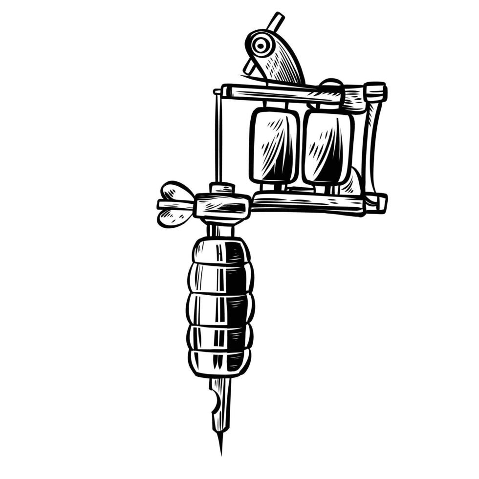 Black sketch design line drawing tattoo tools vector
