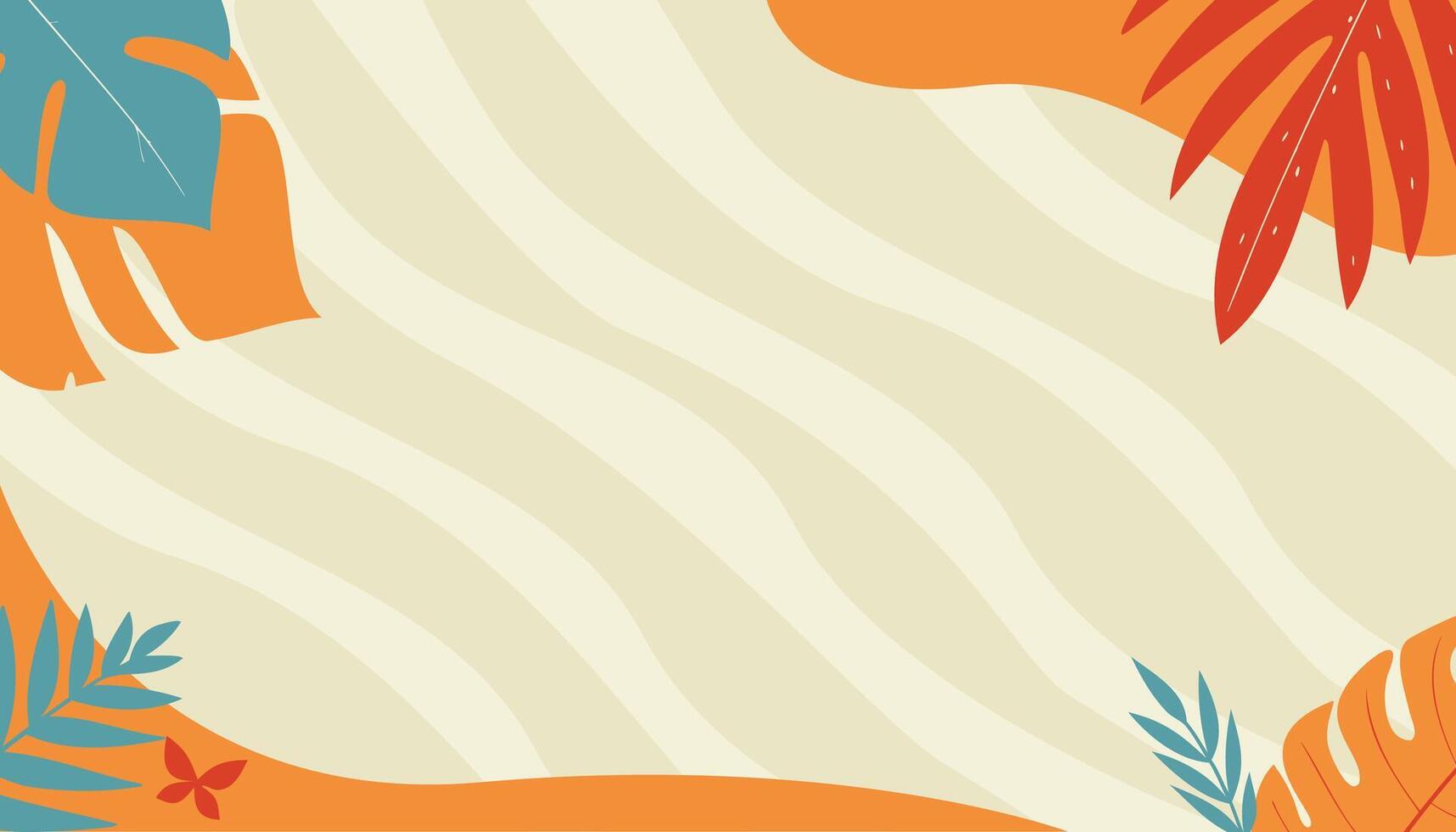 Floral Illustration Background with Orange and Green colors vector