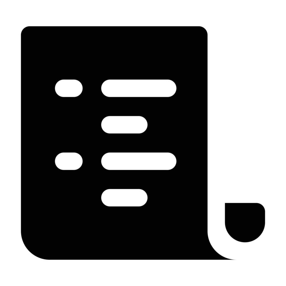 Simple List glyph icon. The icon can be used for websites, print templates, presentation templates, illustrations. vector
