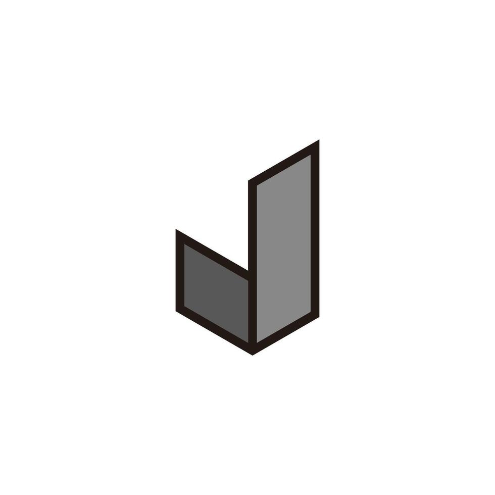 letters j fold 3d shadow simple geometric outline logo vector