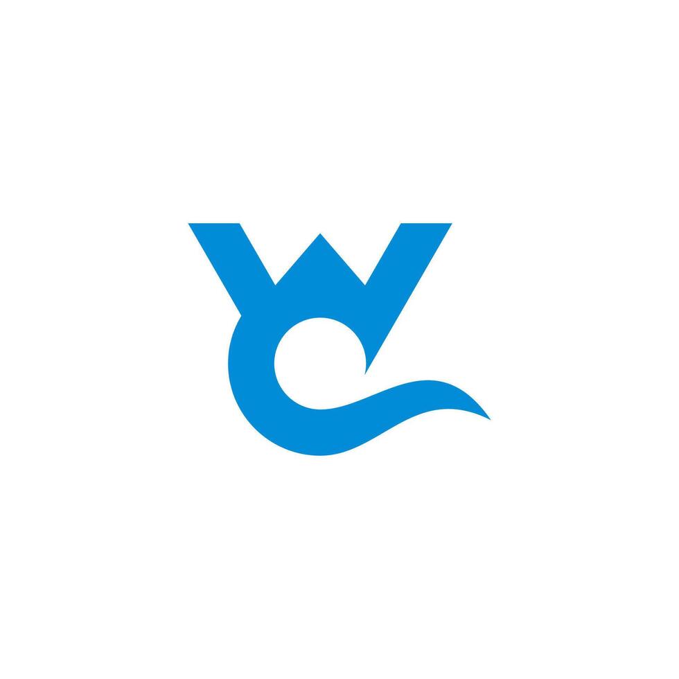 letter wc water closet simple wavy logo vector