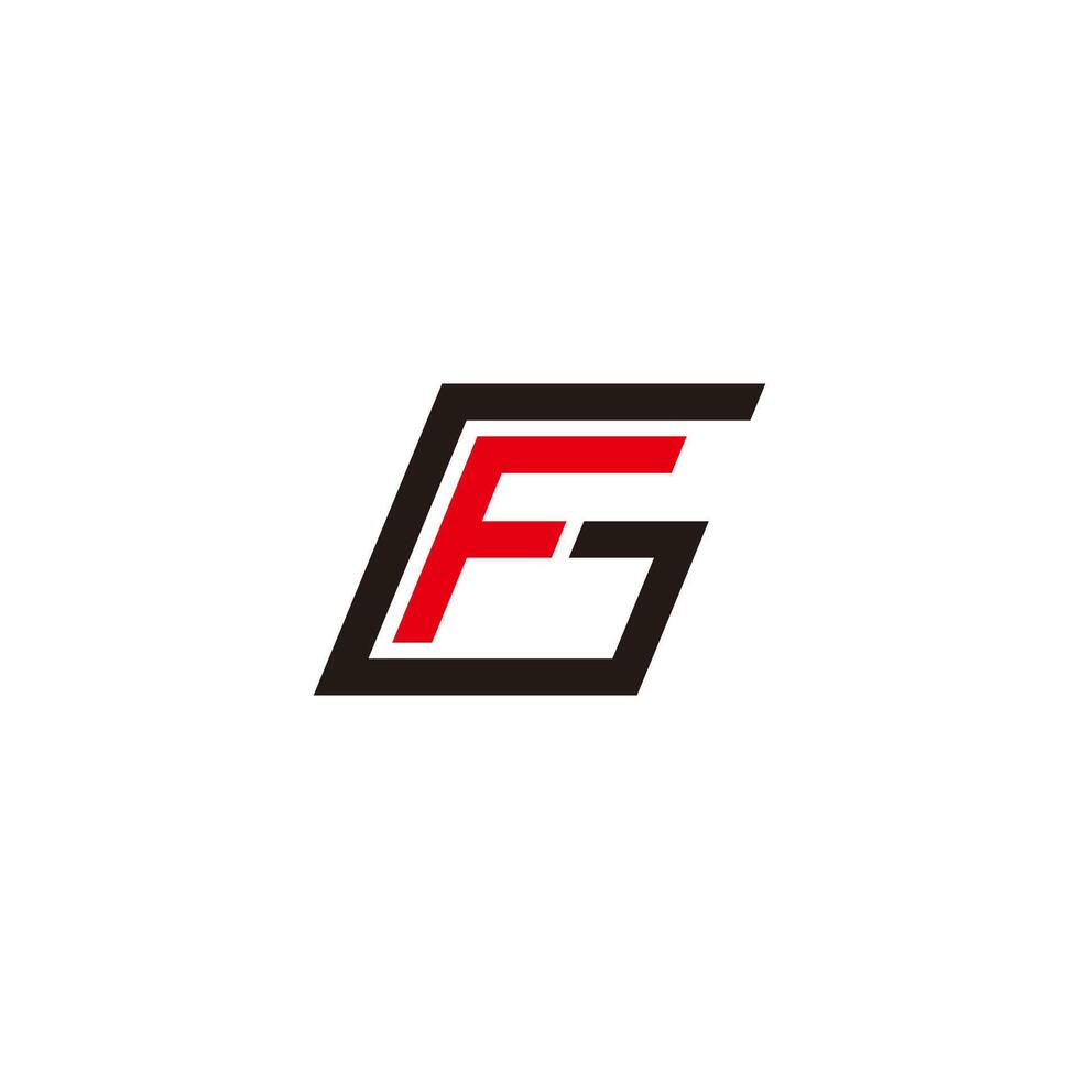 letter gf trapezoid simple geometric line logo vector