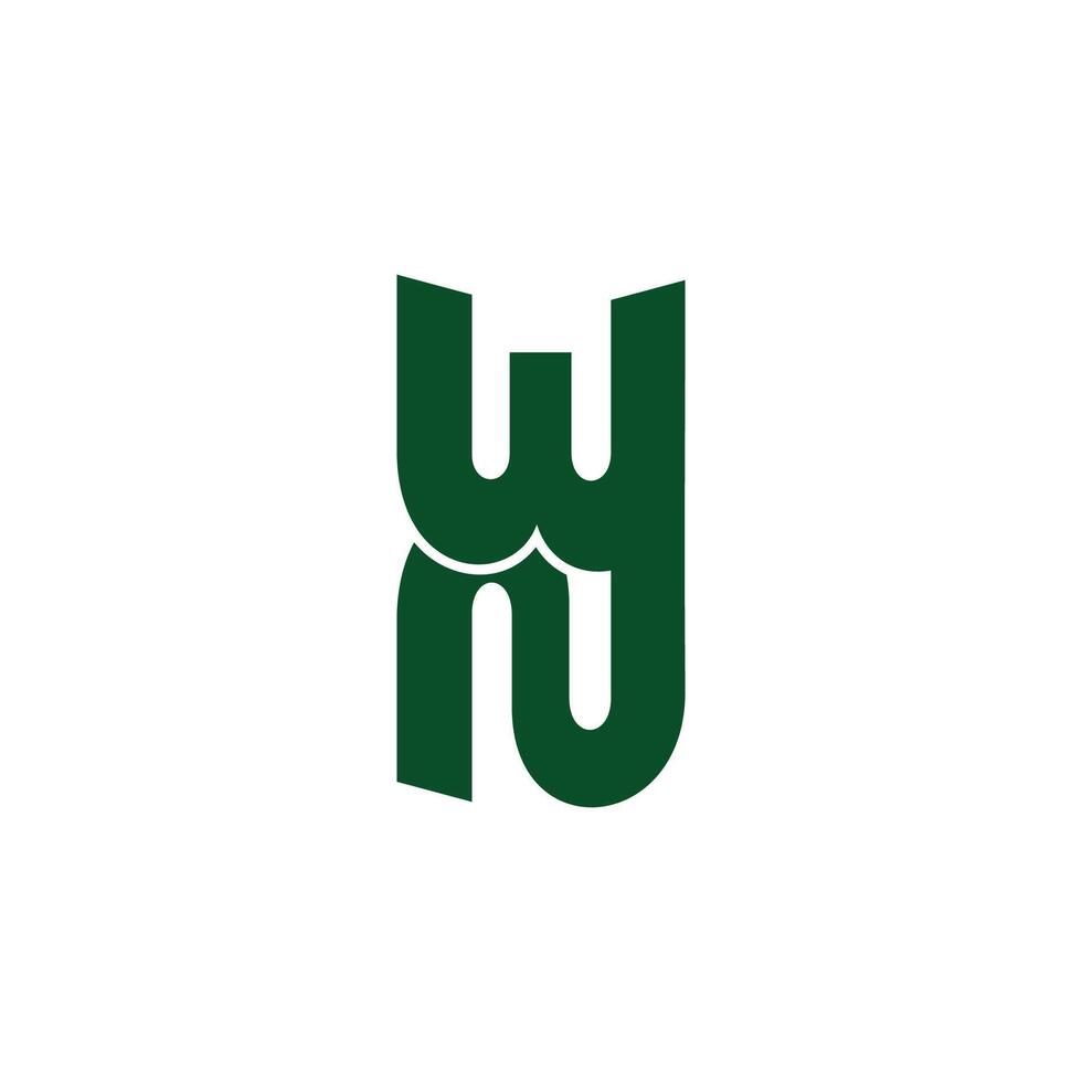 letter wn linked curves simple geometric logo vector