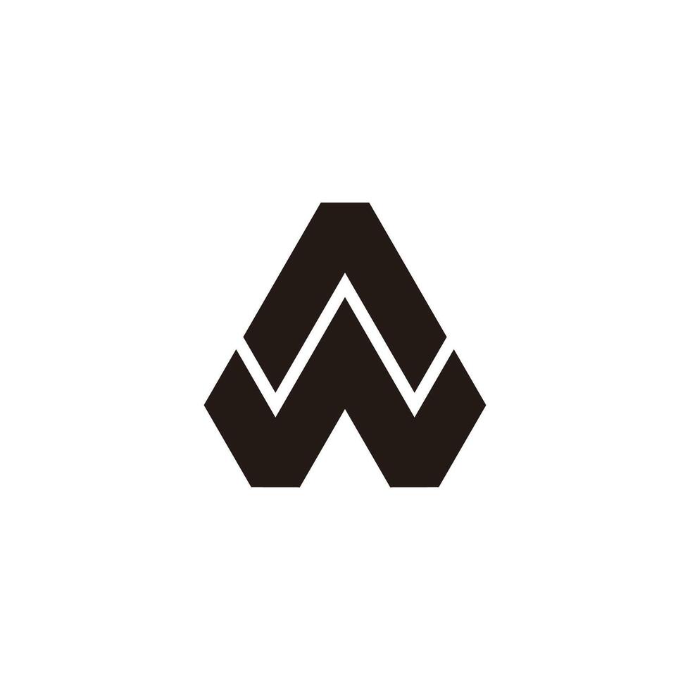 letter aw stripes triangles simple geometric logo vector