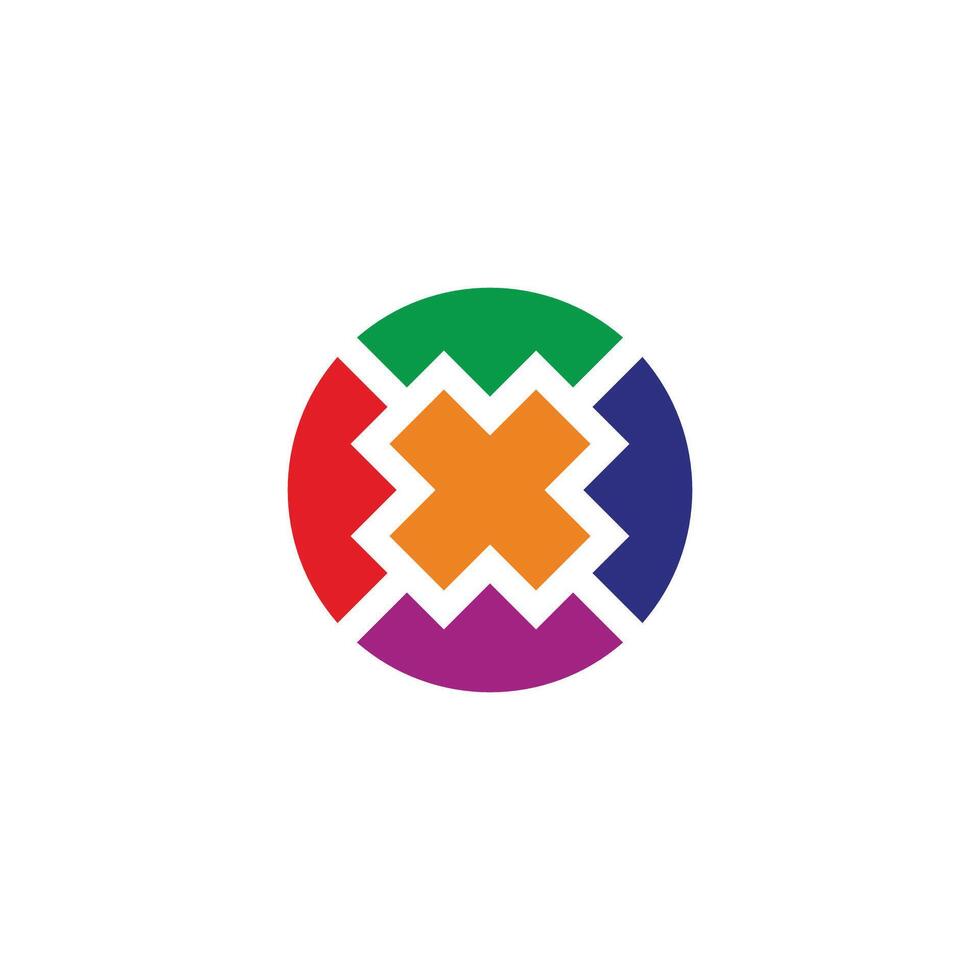 letter x circles geometric colorful logo vector