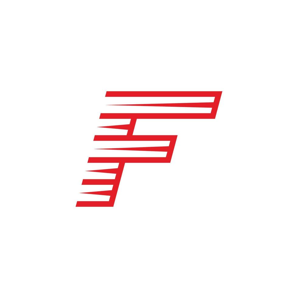 letter f fast red run stripes logo vector