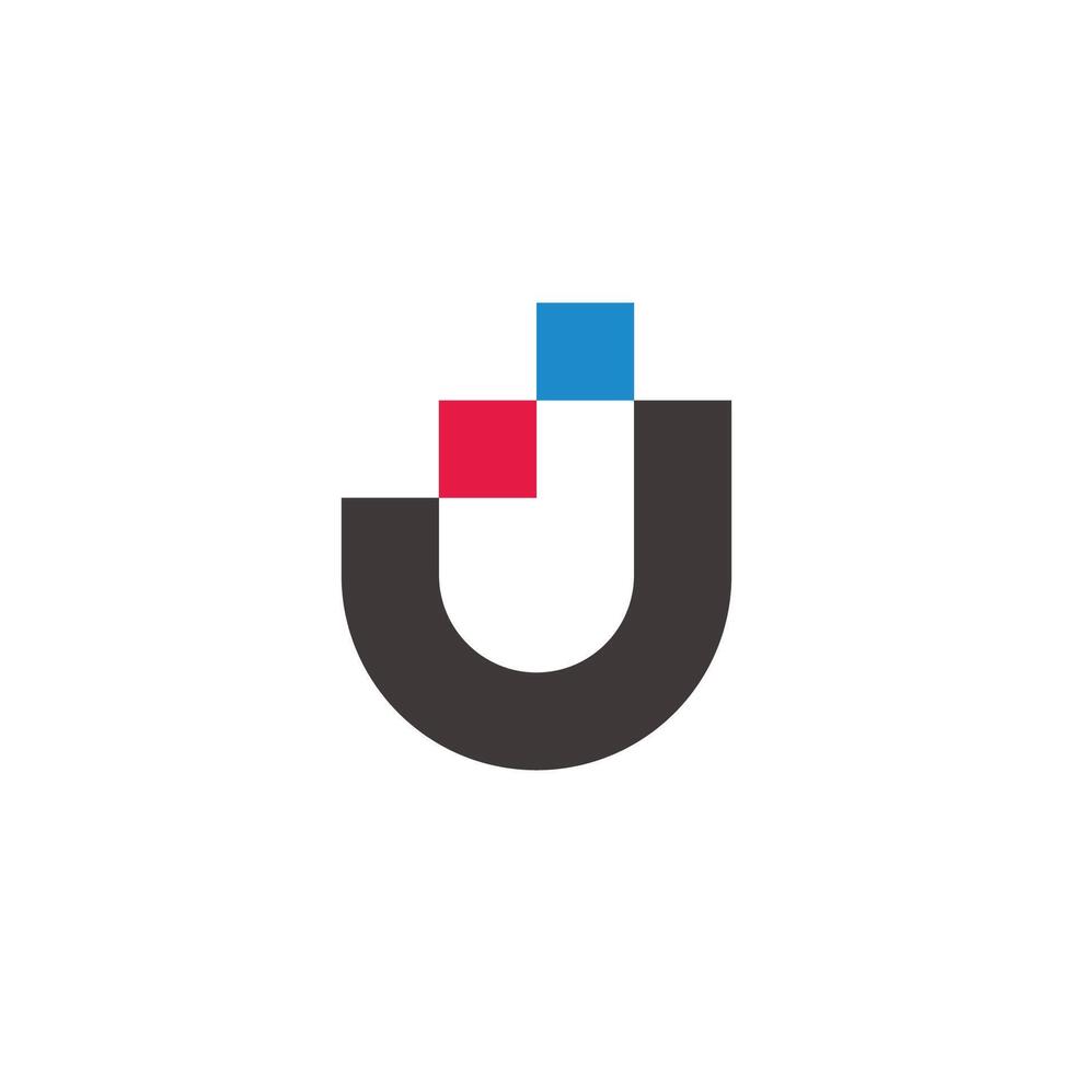 letter j dots squares colorful pixel logo vector
