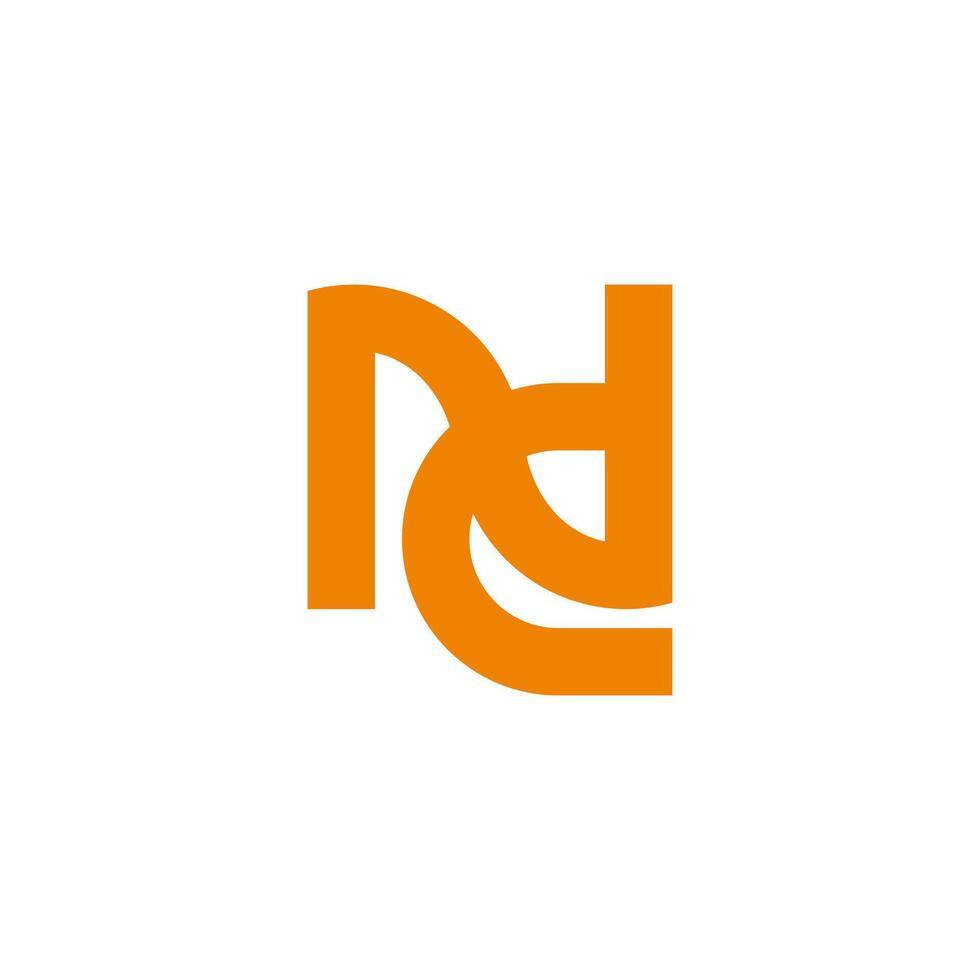 letter nd simple linked geometric logo vector