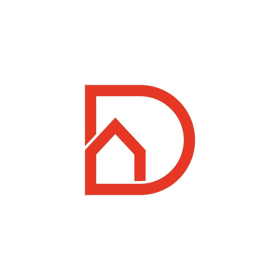 letter d simple home shape lines logo vector