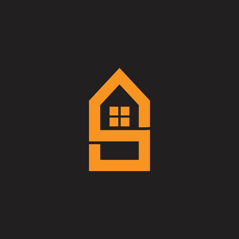 letter s simple house window geometric logo vector