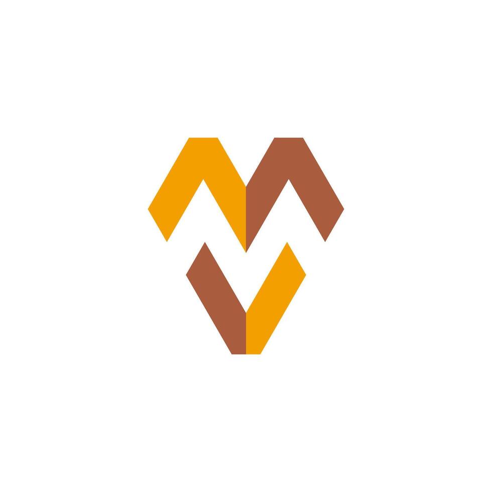 letter m gold diamond shadow simple geometric logo vector