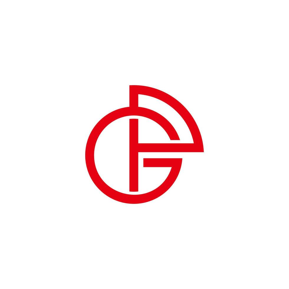 letter gp linked circles lines geometric logo vector