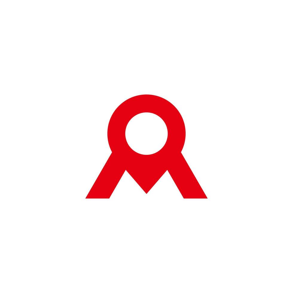 letter m pin location red simple geometric logo vector