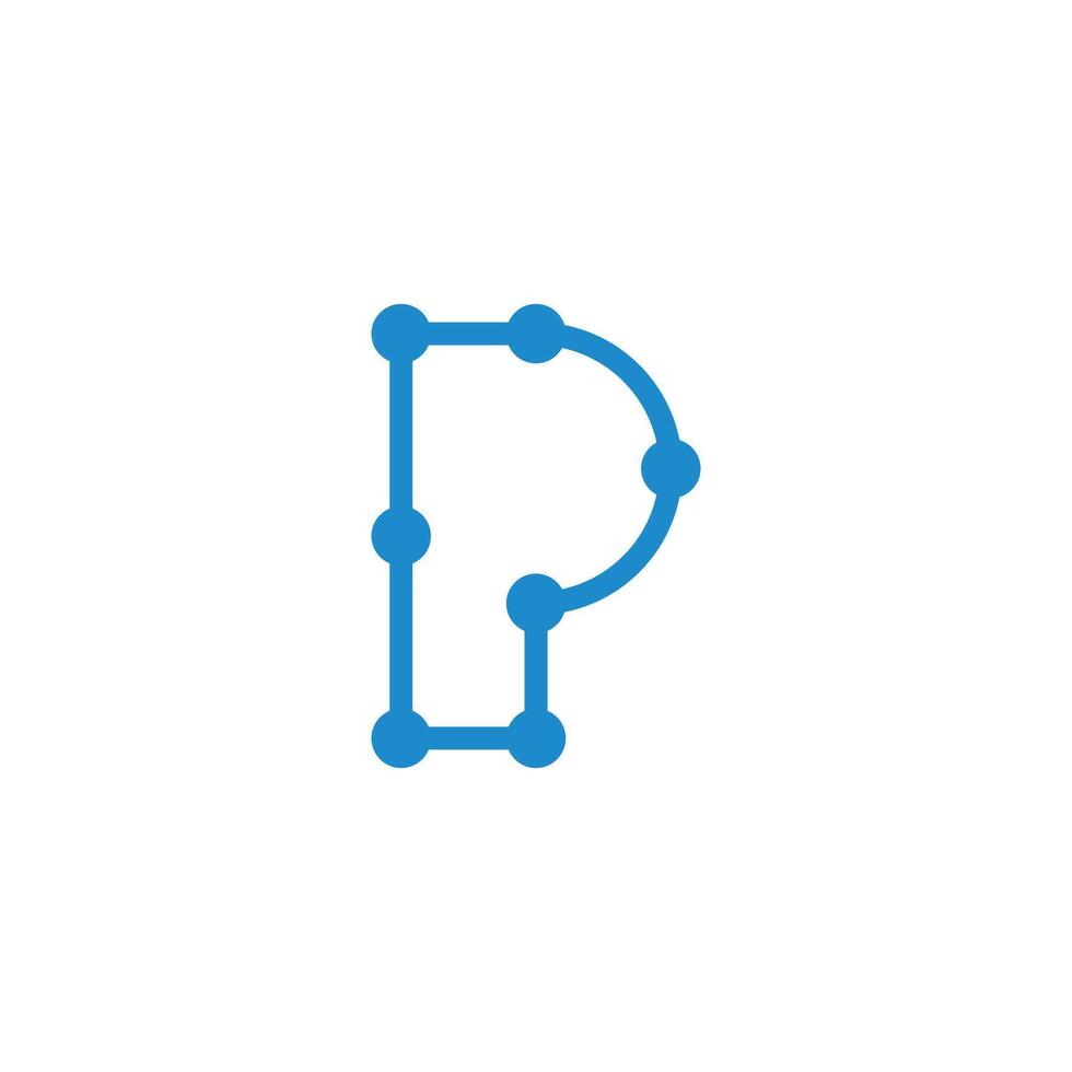 letter p dots simple geometric lines logo vector