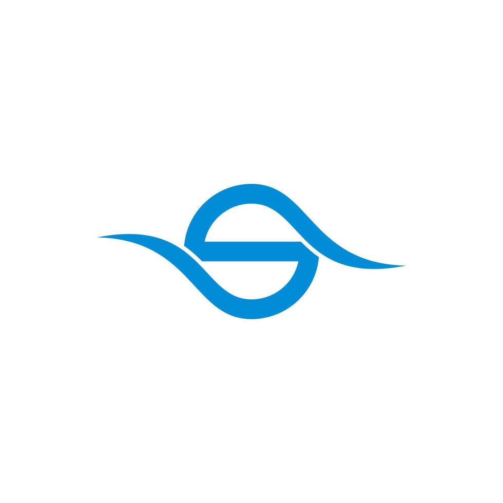 letter s blue flow simple geometric curve logo vector