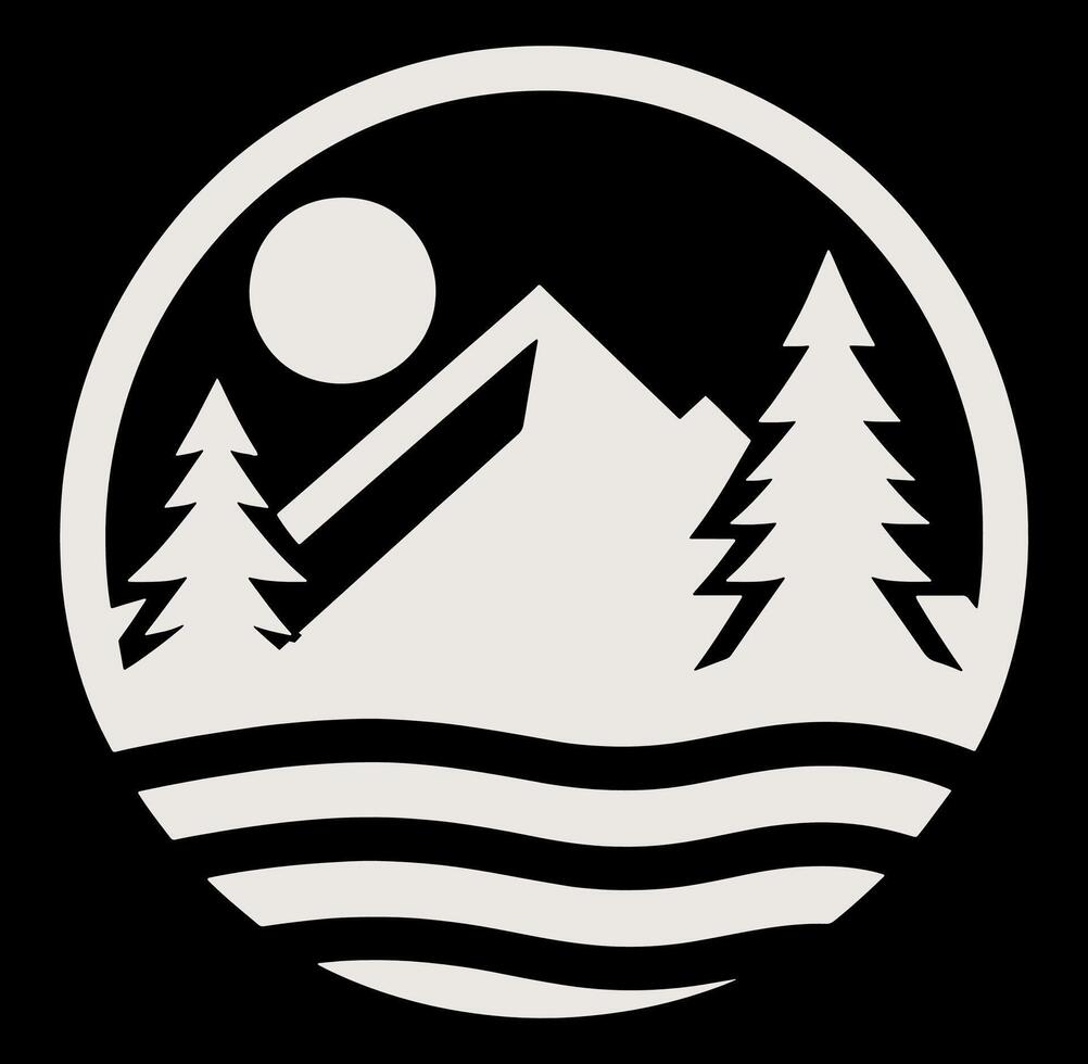 Black and white logo illustration with a mountain. vector