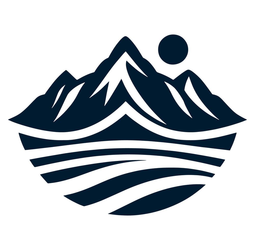 Mountains and waves in the ocean illustration vector