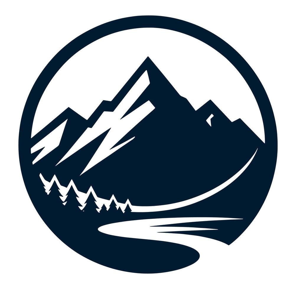 Mountain landscape with river and mountains illustration vector