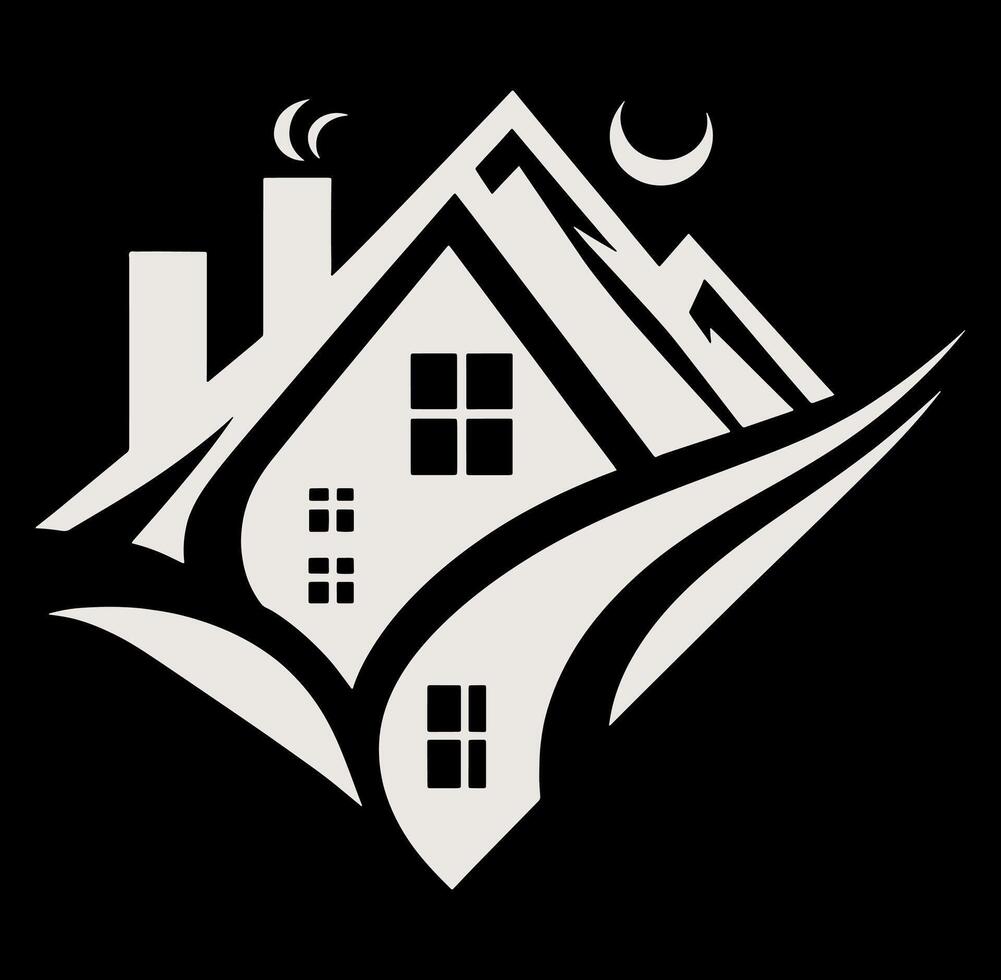 House with a mountain in the background vector