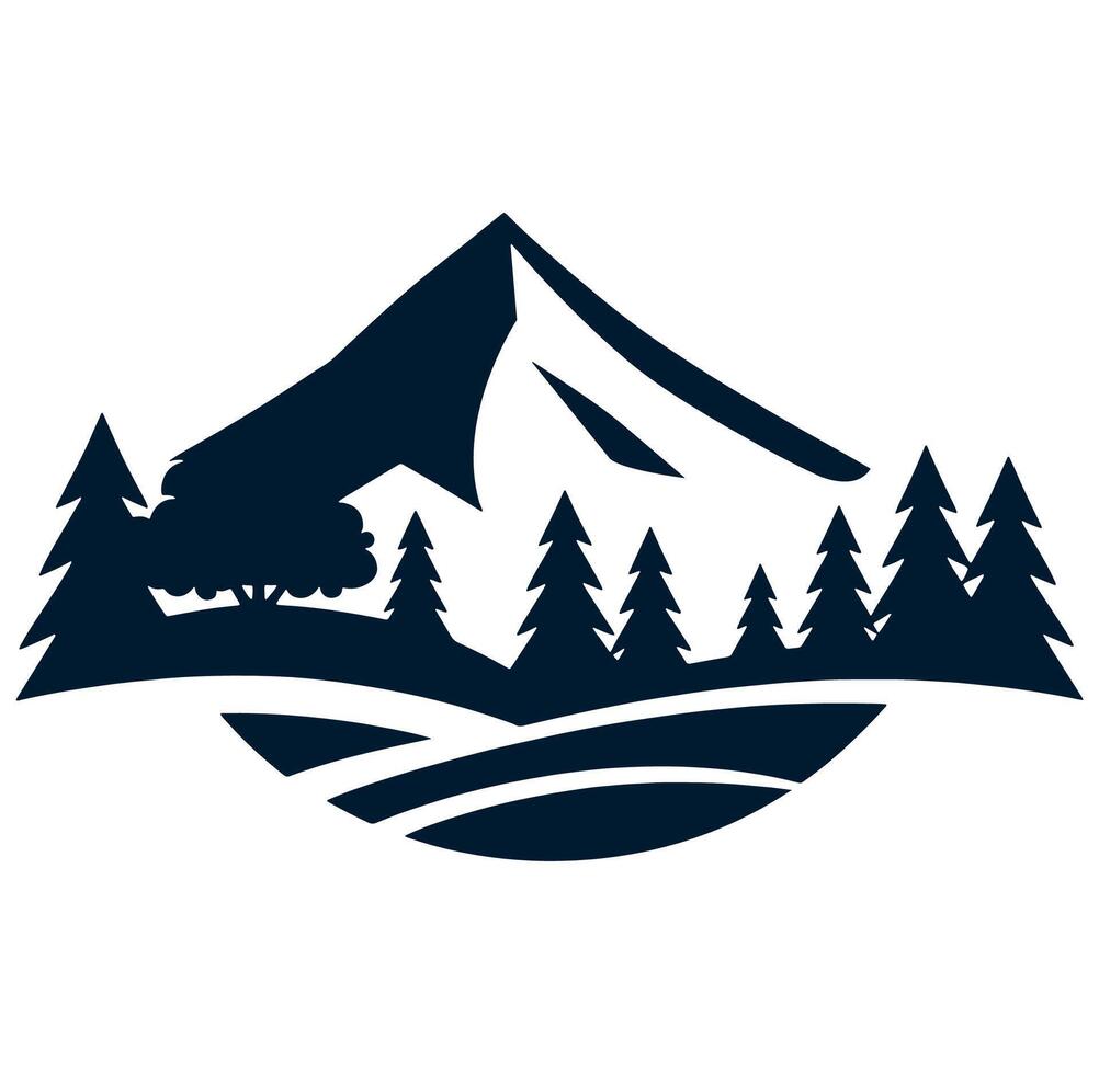 Mountain landscape with trees and mountains. vector