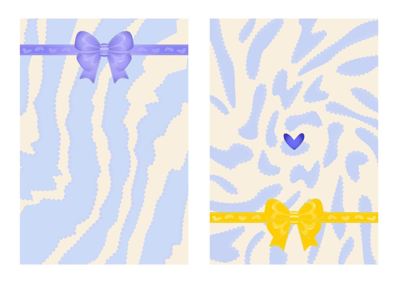 Baby shower invitation template and thank you card. Two-sided baby shower card in y2k style, holiday party bundle with front and back side. Set on light background with blue liquid blots vector