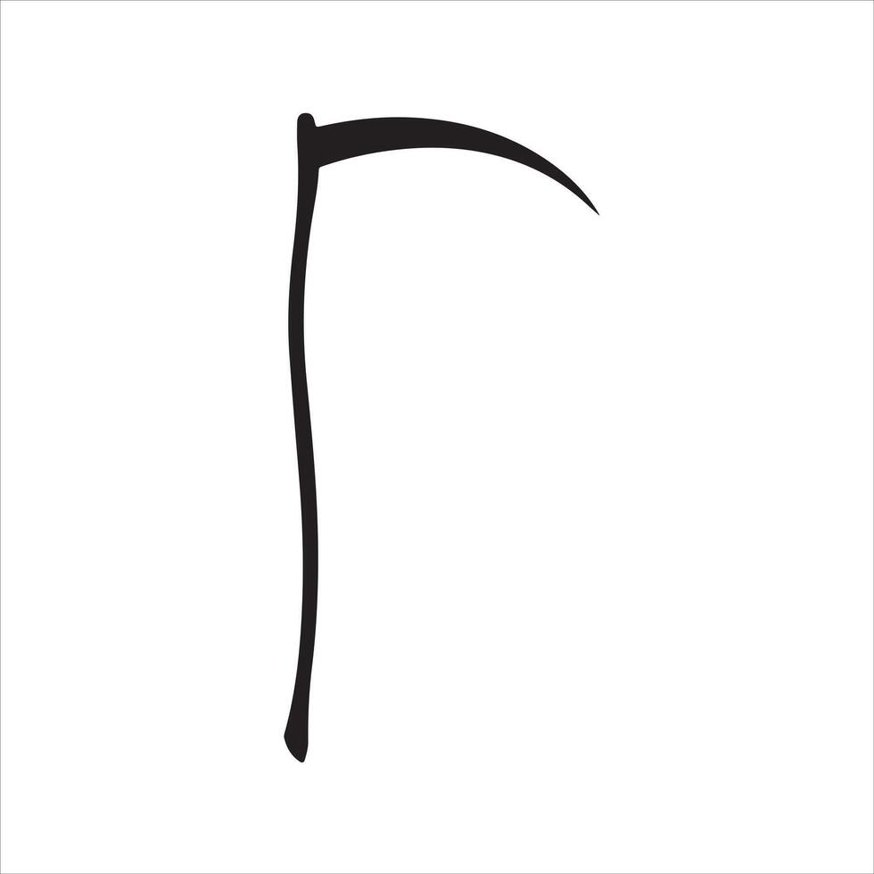 A black and white drawing of a scythe vector