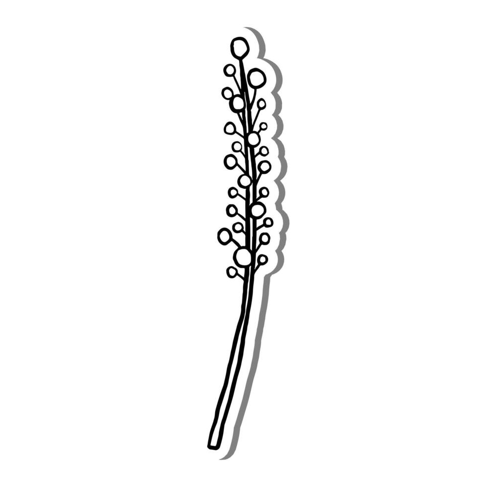 Stamen Outline on white silhouette and gray shadow. Hand drawn cartoon style. illustration for decorate and any design. vector