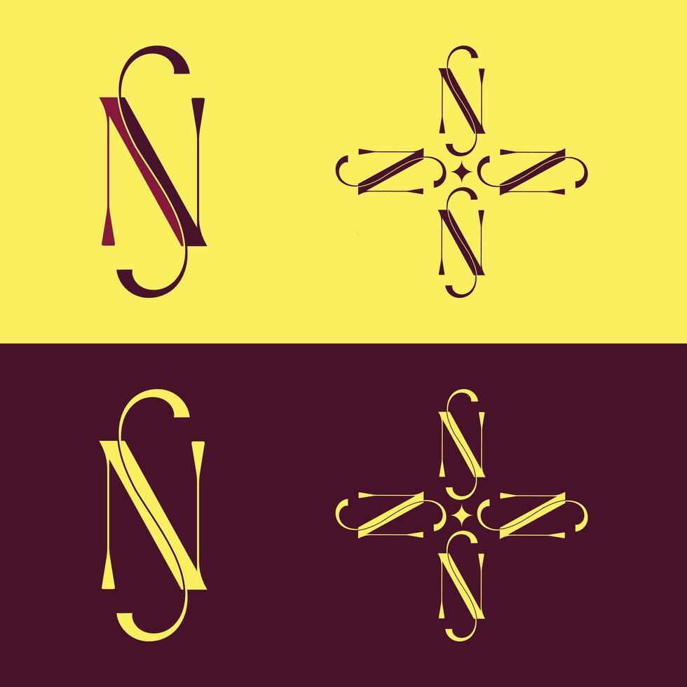 Elegant S and N Monogram Logo Design vector