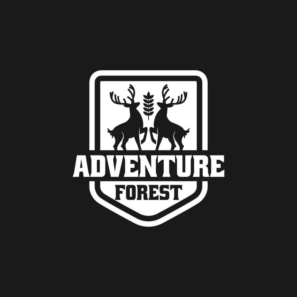 adventure forest emblem logo. deer logo with plantation and forest. adventure forest emblem. vintage adventure forest vector